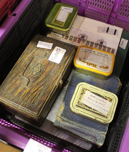 STAMPS (album/loose) inc Vict postal history, sundry cigarette, silk, tea & 1930s greetings cards in albums, rail tickets etc